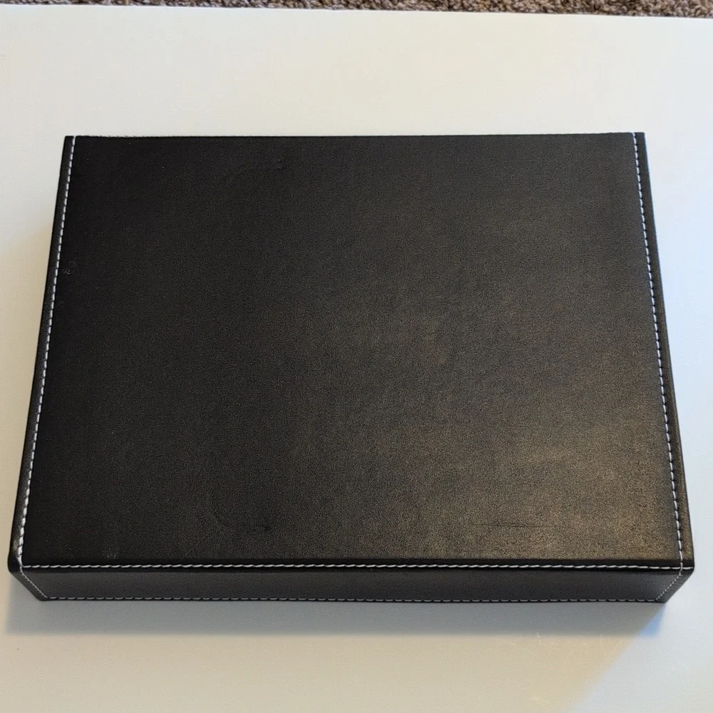 Black Faux Leather Eyeglass Storage Case And Organizer, Holds Eight Pair, EUC
